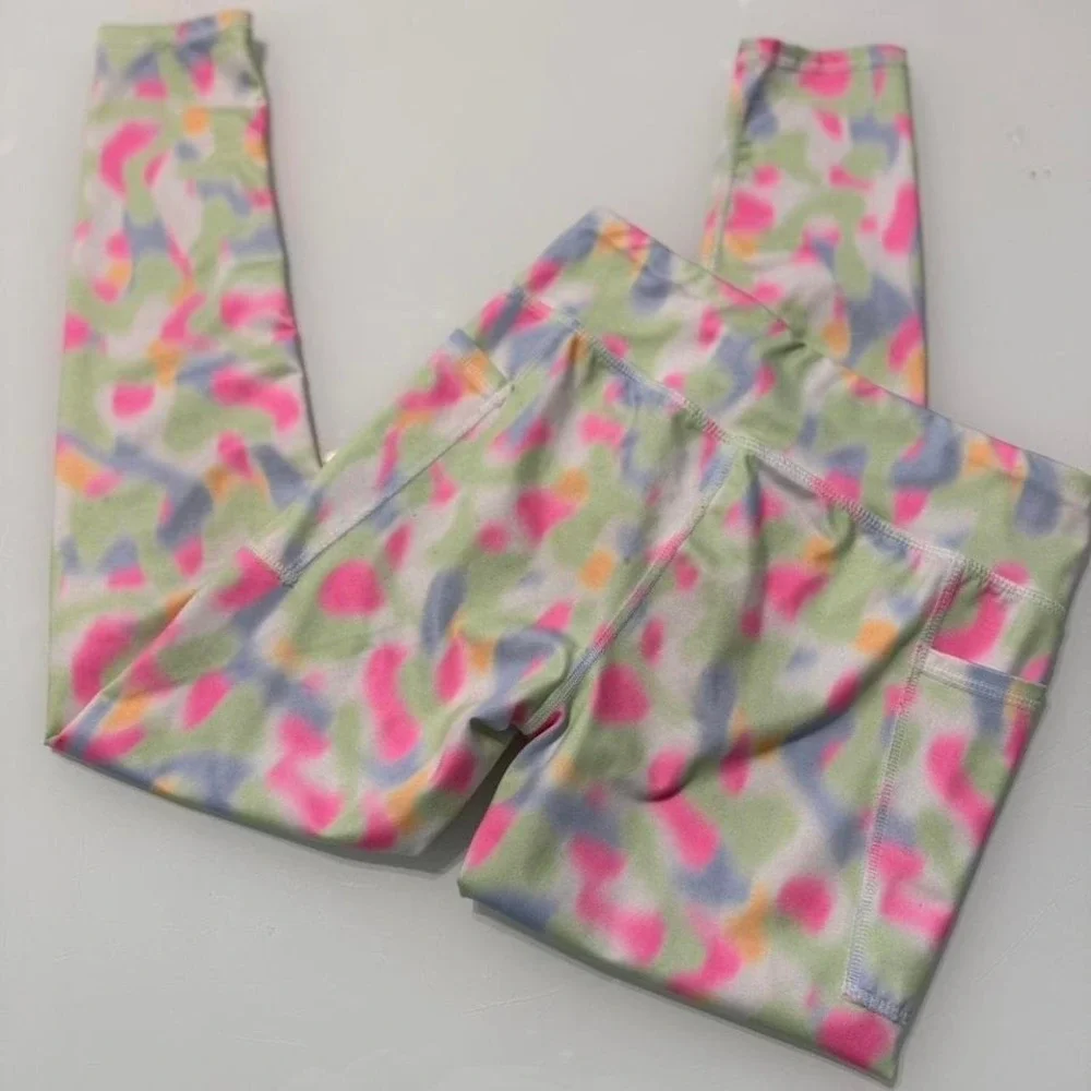 Multicoloured tie-dye leggings with pockets Size Girls L #activewear #leggings